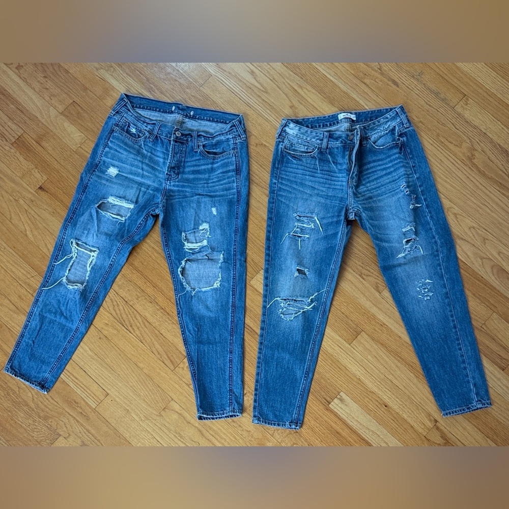 Hollister 2 Pair Bundle Blue Distressed Boyfriend Jeans sz 5